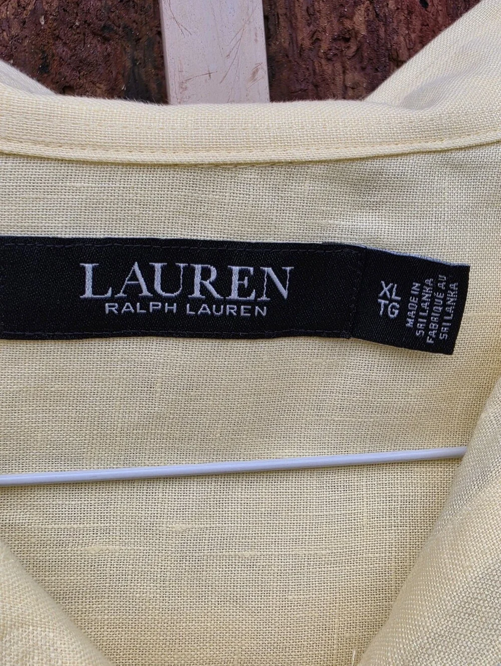 Lauren Ralph Lauren Yellow 100% Linen Short Sleeve Button Down Shirt Womens XL - Picture 7 of 11